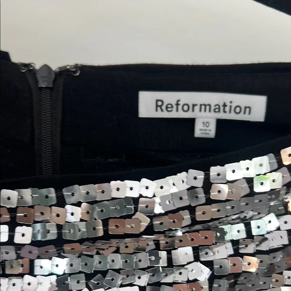Reformation Silver Sequin Mini Skirt - Picture 3 of 5